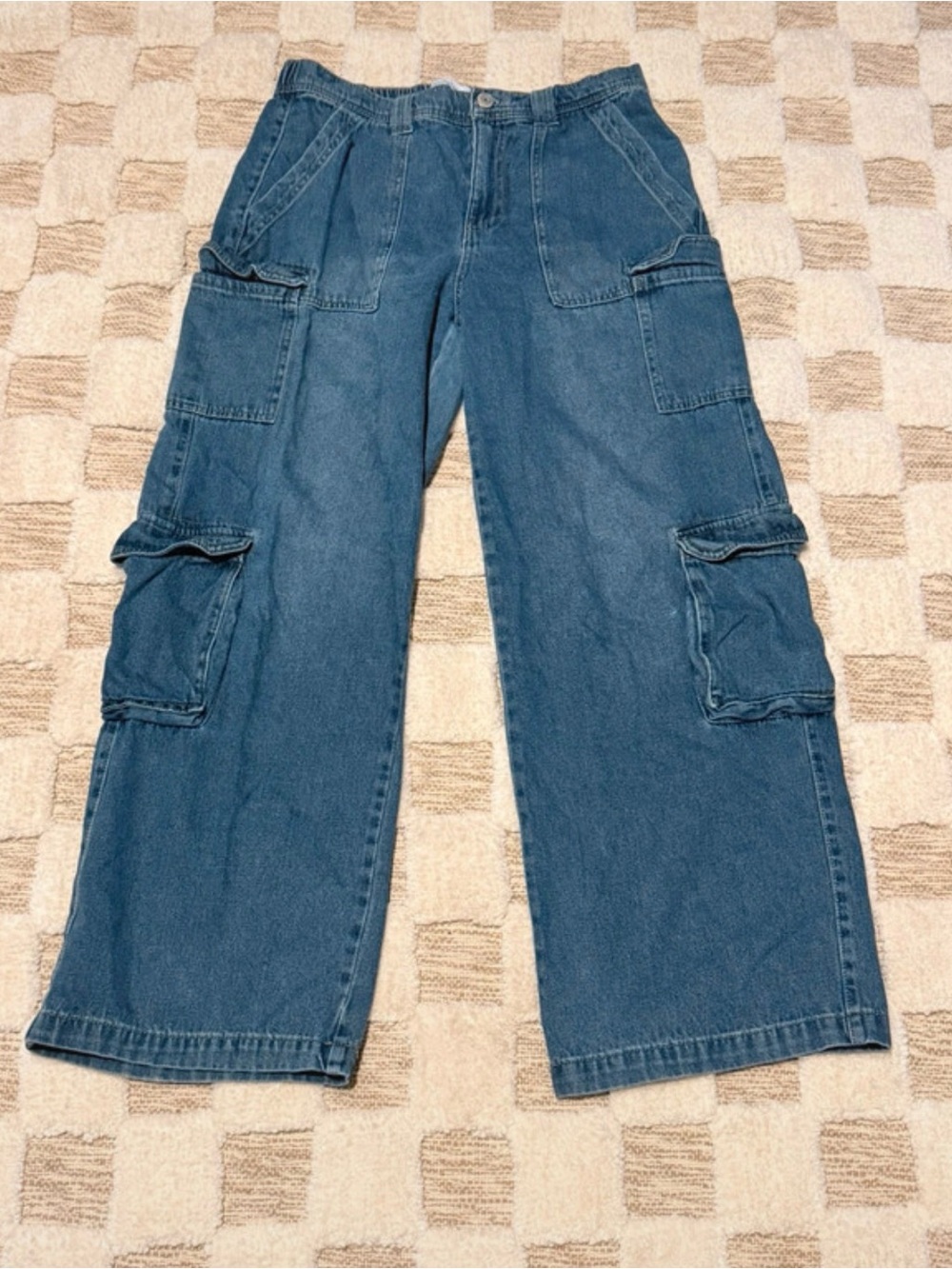 Women’s  Blue Cargo Denim Jeans - Relaxed Fit